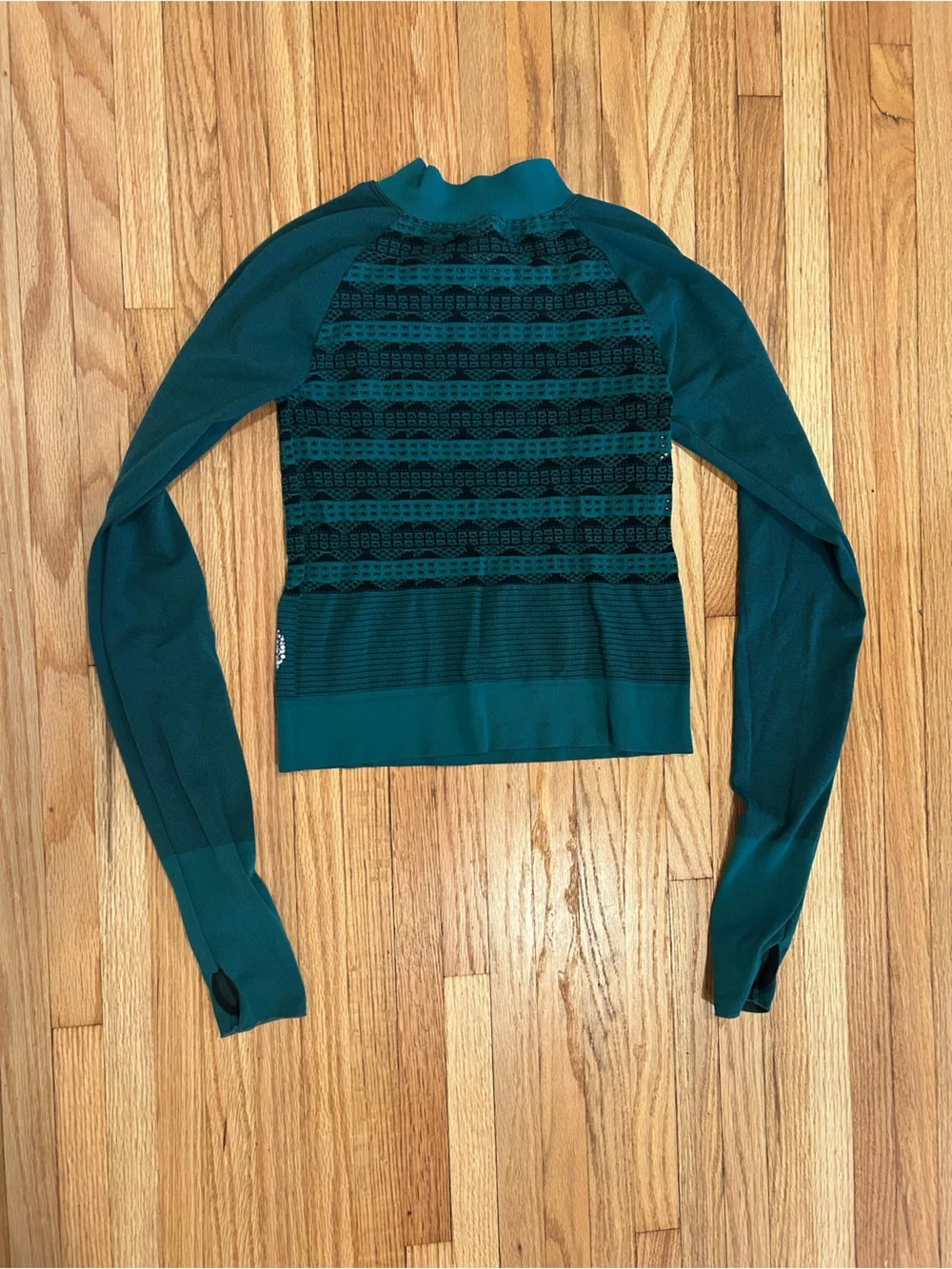 Free People Teal Crochet-Front Knit Top